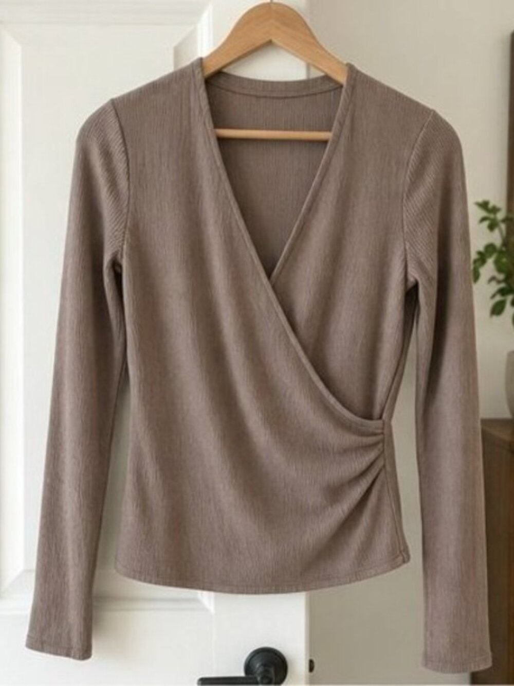 Taupe Wrap Blouse